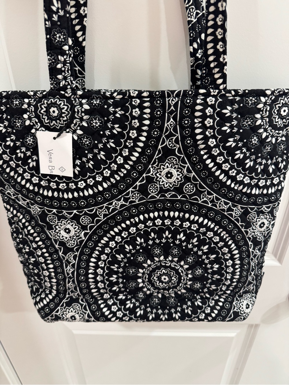Vera Bradley Black and White Circular Mandala Quilted Tote Retired Pattern NWT